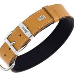 Doggie Konfor Deri Çift İsimlikli Köpek Boyun Tasması Small Camel 4x47-55 Cm