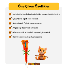 PetzzCats Sinek Matatabi ve Çıngırak Sesli Kedi Oltası Oyuncağı Turuncu 42 Cm