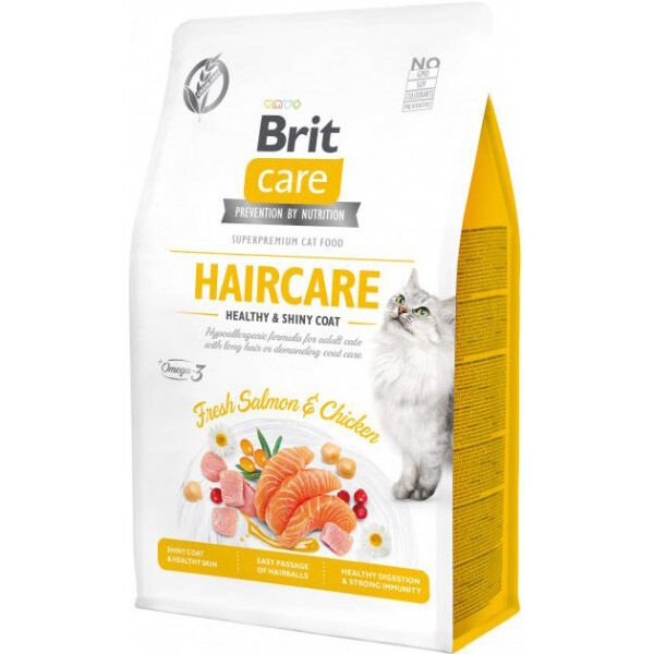 Brit Care Hipoalerjenik Haircare Tavuk ve Somonlu Tahılsız Kedi Maması 400 Gr