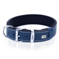 Doggie Konfor Deri Çift İsimlikli Köpek Boyun Tasması Small Royal Mavi 4x47-55 Cm