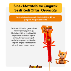 PetzzCats Sinek Matatabi ve Çıngırak Sesli Kedi Oltası Oyuncağı Kırmızı 42 Cm