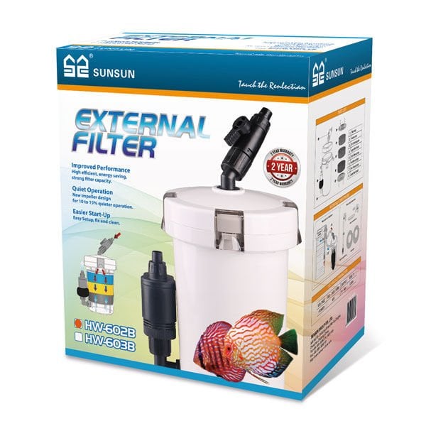 Sunsun Akvaryum Dış Filtre Hw-602B Göve 6W 400 Lt/h Beyaz