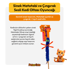 PetzzCats Sinek Matatabi ve Çıngırak Sesli Kedi Oltası Oyuncağı Mavi 42 Cm