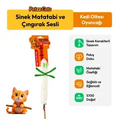 PetzzCats Sinek Matatabi ve Çıngırak Sesli Kedi Oltası Oyuncağı Beyaz 42 Cm