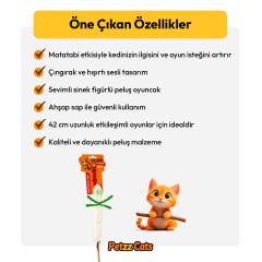 PetzzCats Sinek Matatabi ve Çıngırak Sesli Kedi Oltası Oyuncağı Beyaz 42 Cm
