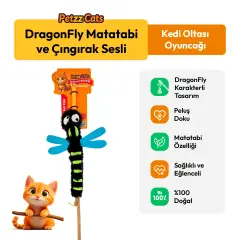 PetzzCats DragonFly Matatabi ve Çıngırak Sesli Kedi Oltası Oyuncağı Siyah 42 Cm