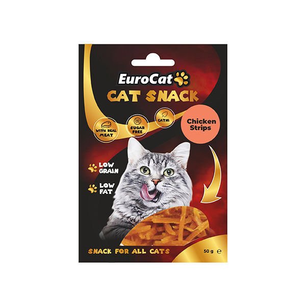 Euro Cat Tavuklu Düşük Tahıllı Catnipli Şerit Kedi Ödül Maması 50 Gr