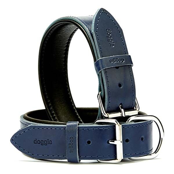 Doggie Firstclass Deri Köpek Boyun Tasması Medium Mavi 4x52-60 Cm