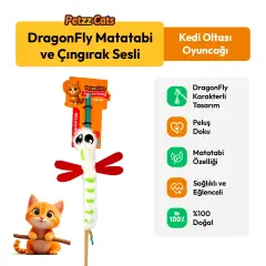 PetzzCats DragonFly Matatabi ve Çıngırak Sesli Kedi Oltası Oyuncağı Beyaz 42 Cm