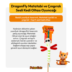 PetzzCats DragonFly Matatabi ve Çıngırak Sesli Kedi Oltası Oyuncağı Beyaz 42 Cm
