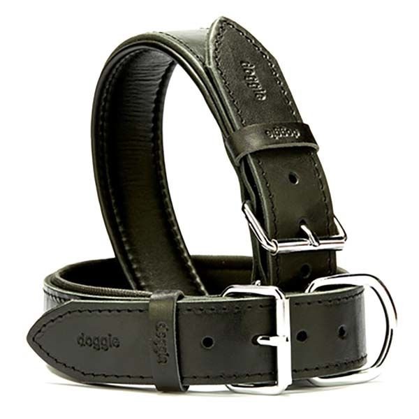Doggie Fırstclass Köpek Deri Boyun Tasması Large Siyah  4x57-65 Cm