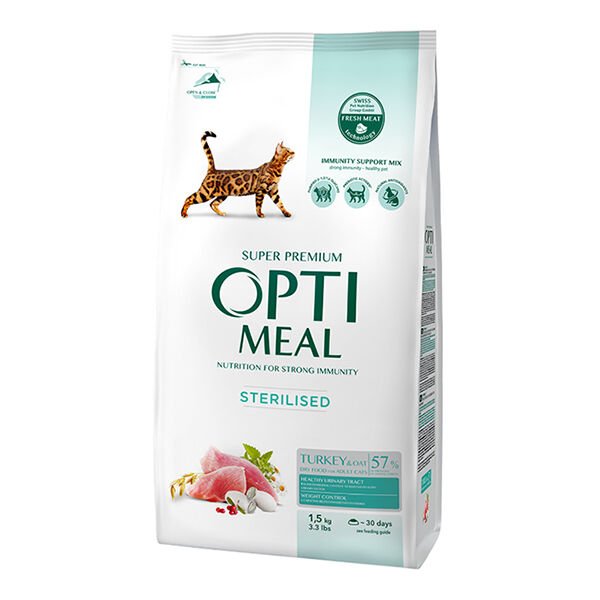 Optimeal Sterilised Hindi Etli ve Yulaflı Kısırlaştırılmış Kedi Maması 1.5 Kg