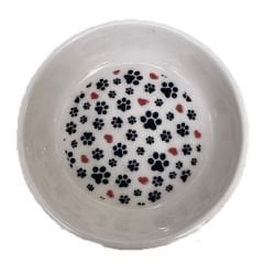 Petzz Pati Desenli Kedi Seramik Mama ve Su Kabı Small 230 Ml 12.5x3 Cm