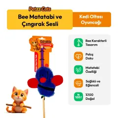 PetzzCats Bee Matatabi ve Çıngırak Sesli Kedi Oltası Oyuncağı Mavi 42 Cm