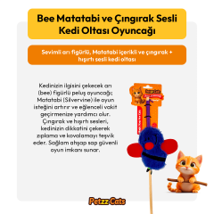 PetzzCats Bee Matatabi ve Çıngırak Sesli Kedi Oltası Oyuncağı Mavi 42 Cm