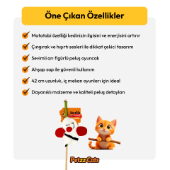 PetzzCats Bee Matatabi ve Çıngırak Sesli Kedi Oltası Oyuncağı Beyaz 42 Cm