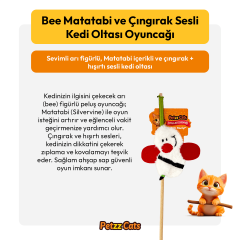 PetzzCats Bee Matatabi ve Çıngırak Sesli Kedi Oltası Oyuncağı Beyaz 42 Cm