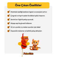 PetzzCats Bee Matatabi ve Çıngırak Sesli Kedi Oltası Oyuncağı Turuncu 42 Cm