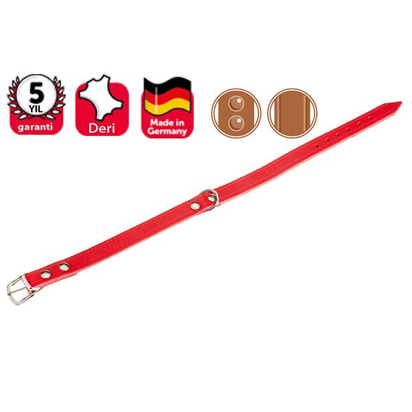 Karlie Deri Köpek Boyun Tasması Kırmızı 10 Mm 27 Cm