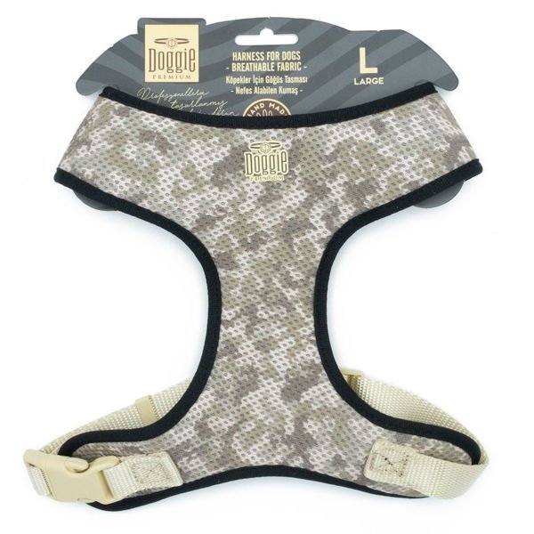 Doggie Havalı Dokuma Büyük Irk Köpek Göğüs Tasması Large Kamuflaj 2x45-55 Cm