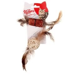 Natura Ptc-005 Tüylü Diş Kaşıma Ve Bambu Top Kedi Oyuncağı