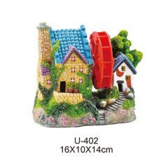 Dophin King Akvaryum Dekoru Merdivenli Çarklı Ev 16x10x14 Cm