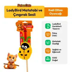 PetzzCats LadyBird Matatabi ve Çıngırak Sesli Kedi Oltası Oyuncağı Sarı/Yeşil 42 Cm