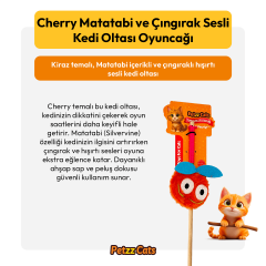 PetzzCats Cherry Matatabi ve Çıngırak Sesli Kedi Oltası Oyuncağı Turuncu 42 Cm