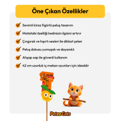 PetzzCats Cherry Matatabi ve Çıngırak Sesli Kedi Oltası Oyuncağı Sarı 42 Cm