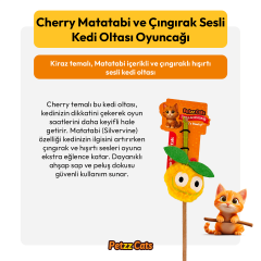 PetzzCats Cherry Matatabi ve Çıngırak Sesli Kedi Oltası Oyuncağı Sarı 42 Cm