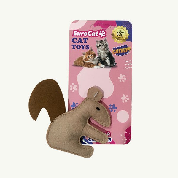Euro Cat Toys Peluş Sincap Kedi Oyuncağı Kahverengi