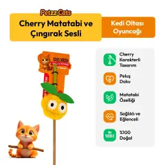 PetzzCats Cherry Matatabi ve Çıngırak Sesli Kedi Oltası Oyuncağı Sarı 42 Cm