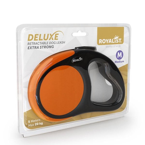 Royalist Deluxe Extra Strong Otomatik Köpek Gezdirme Tasması Turuncu Medium 5 Mt