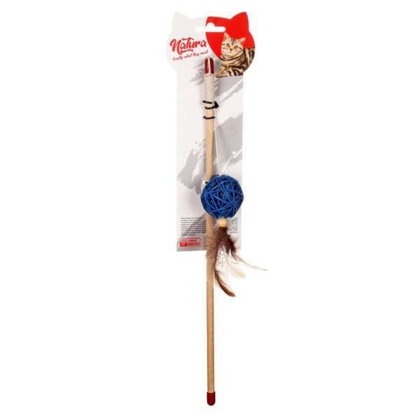Natura Tüylü Bambu Top Doğal Kedi Olta Oyuncağı 40 Cm