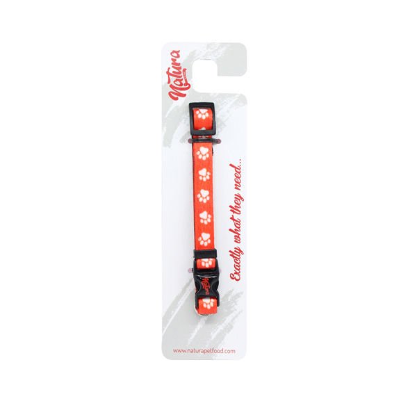 Natura Yetişkin Köpekler için Pati Desenli Boyun Tasması Kırmızı 20-30 Cm