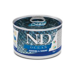 N&D Ocean Ringa Balığı ve Karidesli Mini Irk Konserve Yaş Köpek Maması 140 Gr