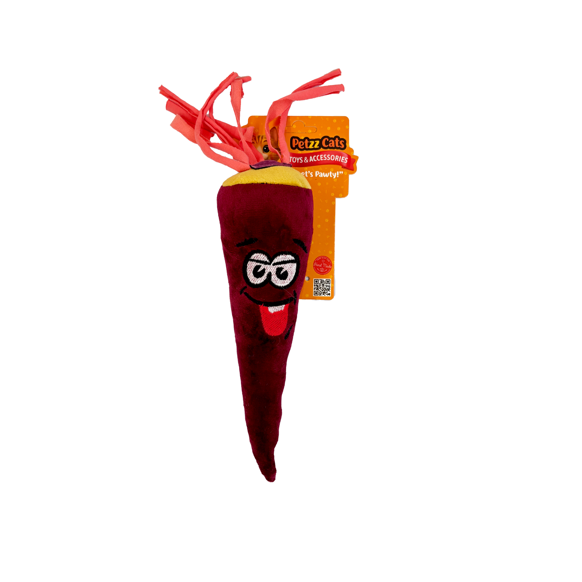 PetzzCats Mooni Matatabi ve Çıngırak Sesli Peluş Kedi Oyuncağı Bordo 26x7 Cm