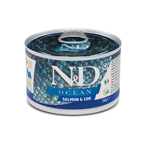 N&D Ocean Somonlu ve Morina Balıklı Mini Irk Konserve Yaş Köpek Maması 140 Gr