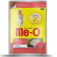 Meo Adult Jöle İçerisinde Ton Balık ve Beyaz Balıklı Yetişkin Kedi Konservesi 80 Gr