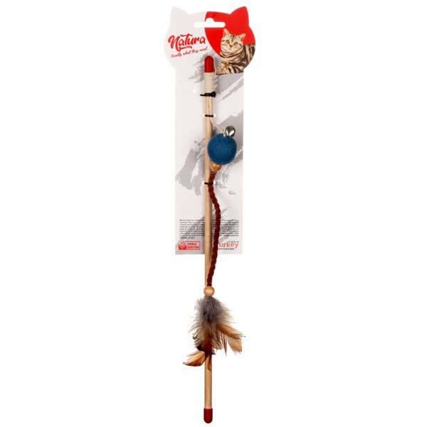 Natura Ptc-036 Deri Uçlu Top Kedi Olta Oyuncağı 40 Cm