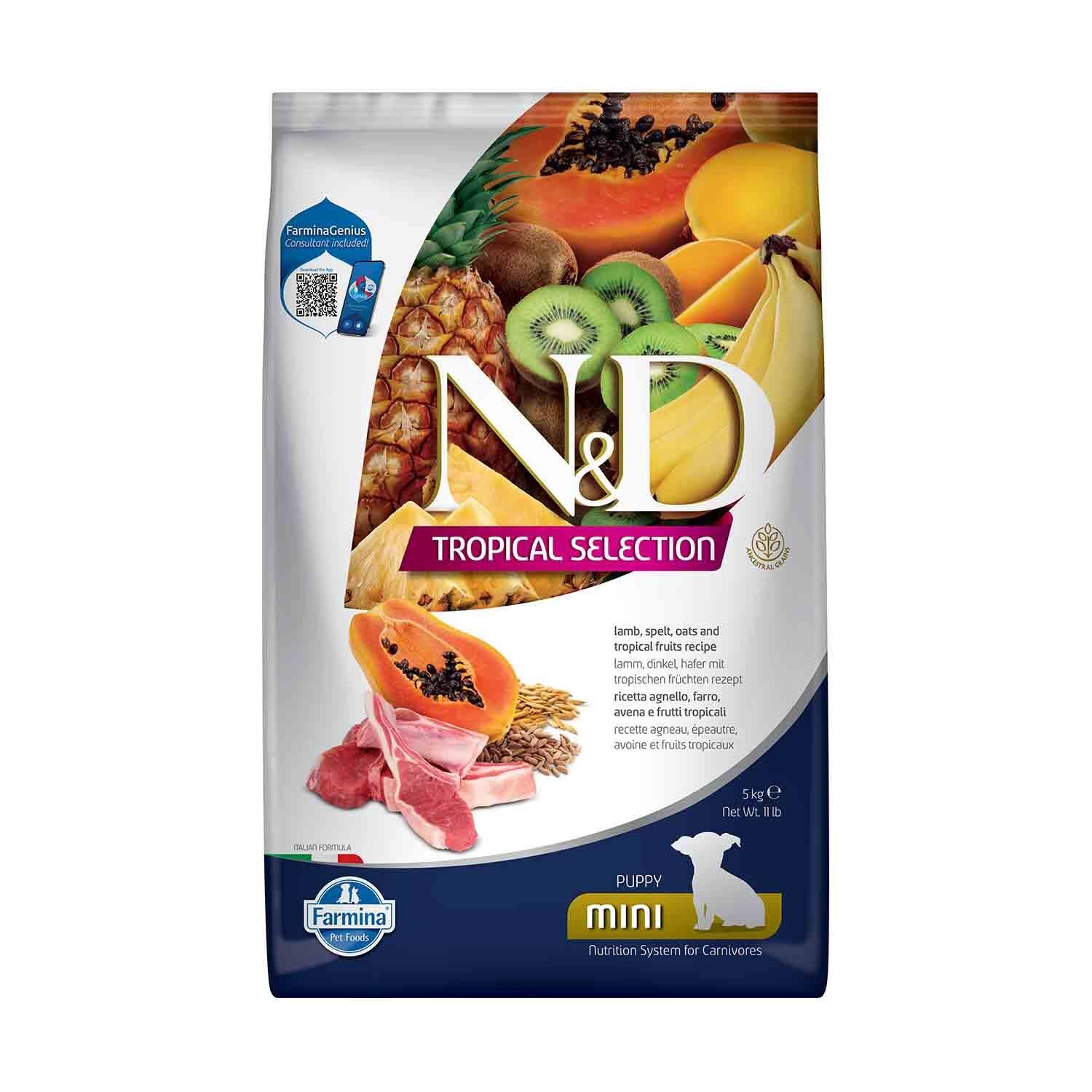 N&D Tropical Selection Düşük Tahıllı Kuzu Etli ve Tropikal Meyveli Küçük Irk Yavru Köpek Maması 5 kg