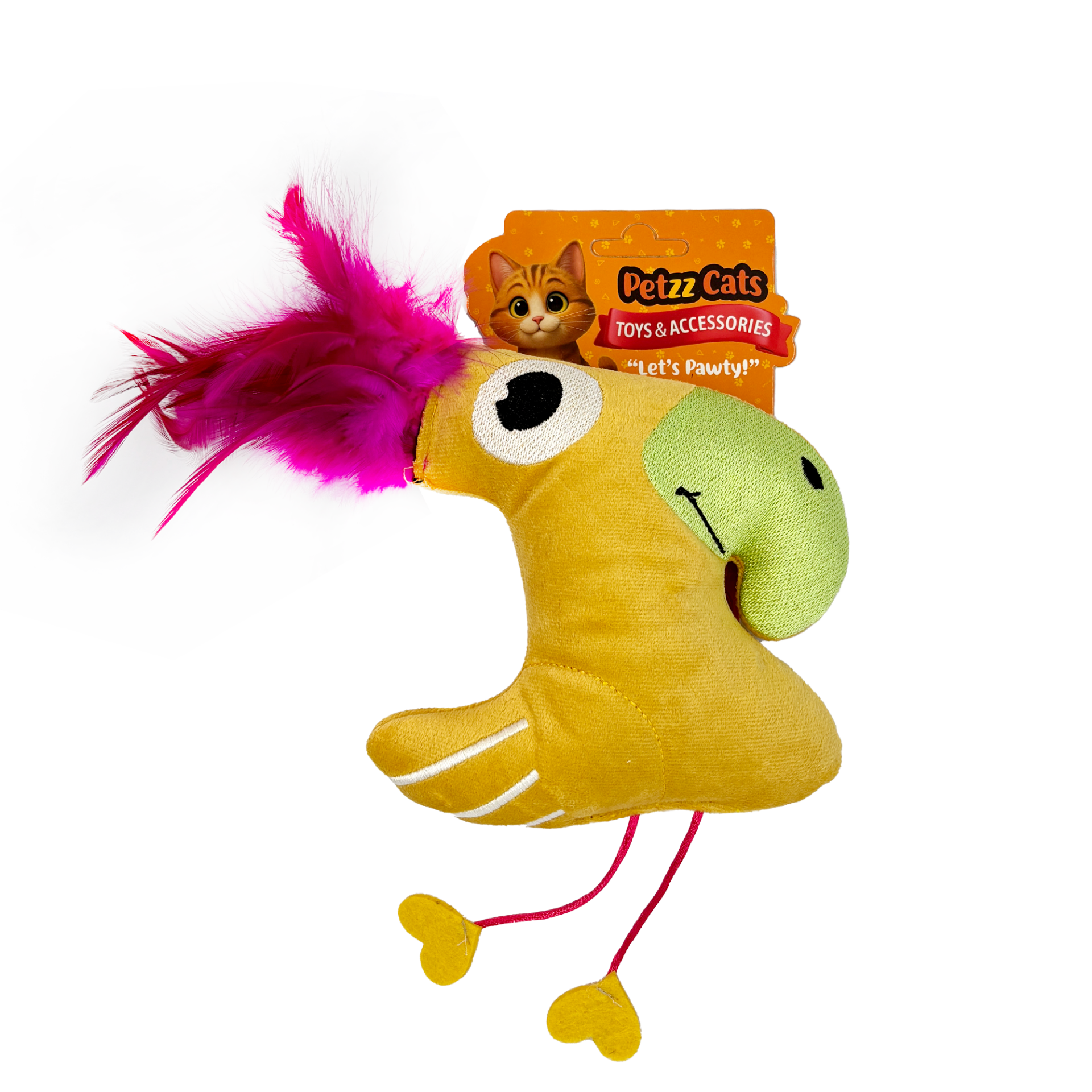 PetzzCats Parrot Matatabi ve Çıngırak Sesli Peluş Kedi Oyuncağı Sarı 26x19 Cm