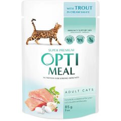 Optimeal Krema Soslu Alabalıklı Konserve Yetişkin Kedi Maması 85 Gr