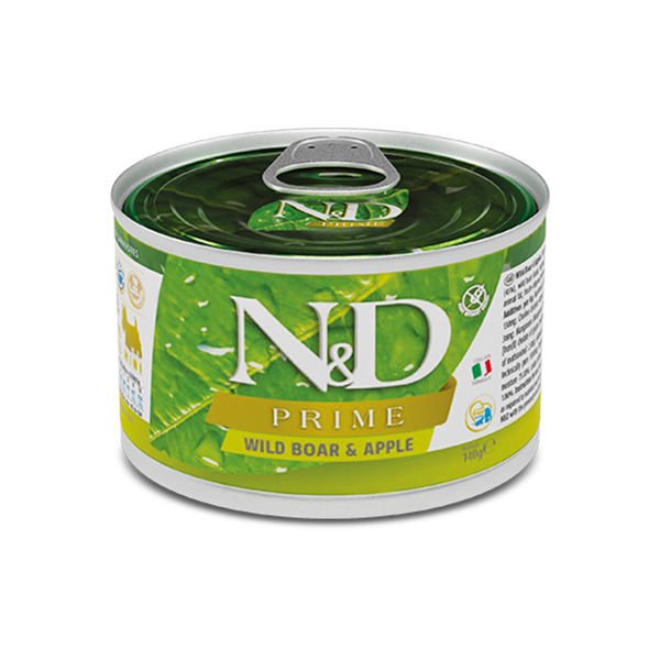 N&D Prime Yaban Domuzlu ve Elmalı Mini Irk Konserve Yaş Köpek Maması 140 Gr