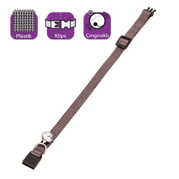 Karlie Çıngıraklı Kedi Boyun Tasması Gri 10 Mm 20-30 Cm