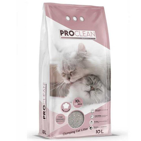 Proclean Bebek Pudrası Kokulu Kalın Taneli Bentonit Topaklanan Kedi Kumu 10 Lt