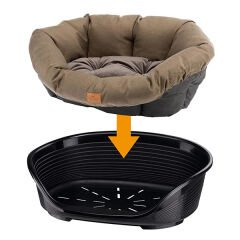 Ferplast Sofa 2 Minderli Plastik Köpek Yatağı Kahverengi 52x39x21 Cm