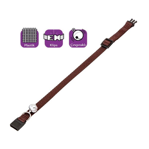 Karlie Çıngıraklı Kedi Boyun Tasması Kahverengi 10 Mm 20-30 Cm
