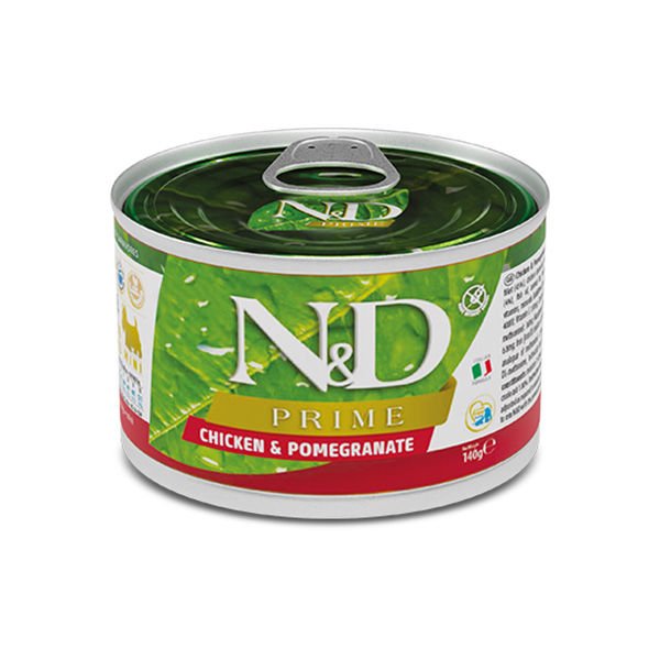 N&D Prime Tavuklu ve Narlı Mini Irk Konserve Yaş Köpek Maması 140 Gr