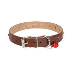Cattie Gerçek Deriden Taşlı Kedi Boyun Tasması Xxlarge Kahverengi 1.5x27-33 Cm